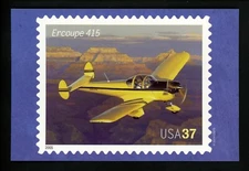 Postcard Stamp Design American Aviation Ercoupe 415