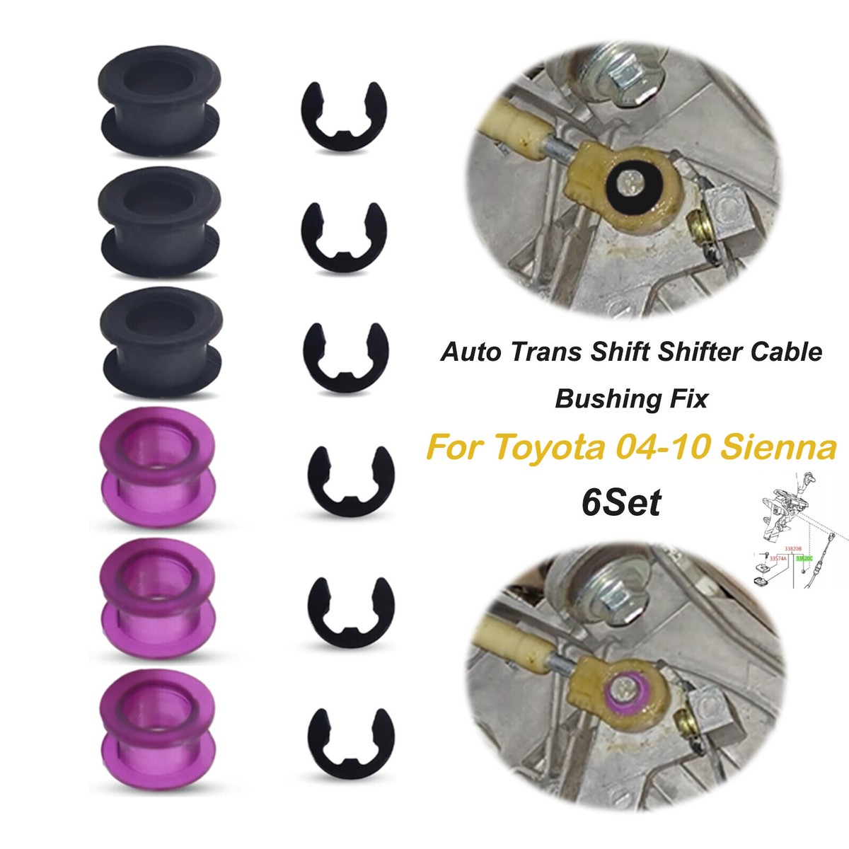 【ヘヴン】SR50 パーツ For Toyota Sienna 2004 2005 2006-10 Gear Shifter Cable Bushing