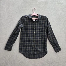 Marine Layer Women Shirt XS Green Plaid Flannel Button Up Organic Cotton