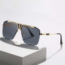 Designer Oversized Square Pilot Sunglasses Mens Women Metal Bar Fashion Shades