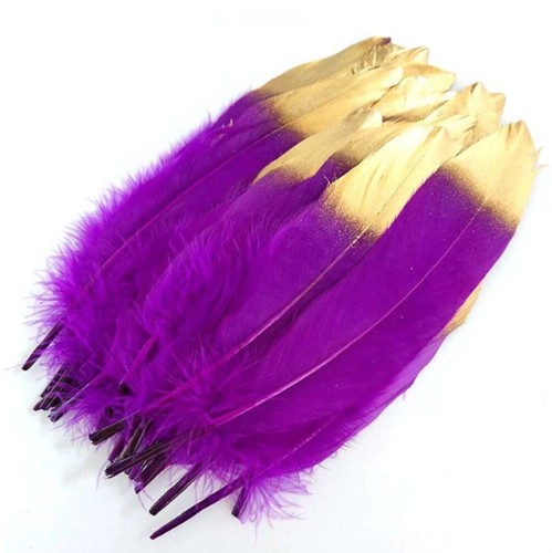 Large Gold Tip Beautiful Goose Feathers 15-20cm Fly Craft Hat Arts Decorations - Picture 17 of 25