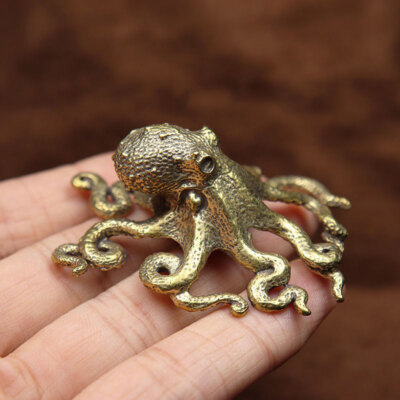 1X Octopus Sculpture Wild Sea Life Figurine Housewarming Brass Octopus Model USA