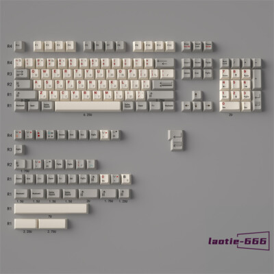 Gray White Russian Keycap 144 Keycaps Cherry PBT Dye-sub for Cherry MX Keyboard
