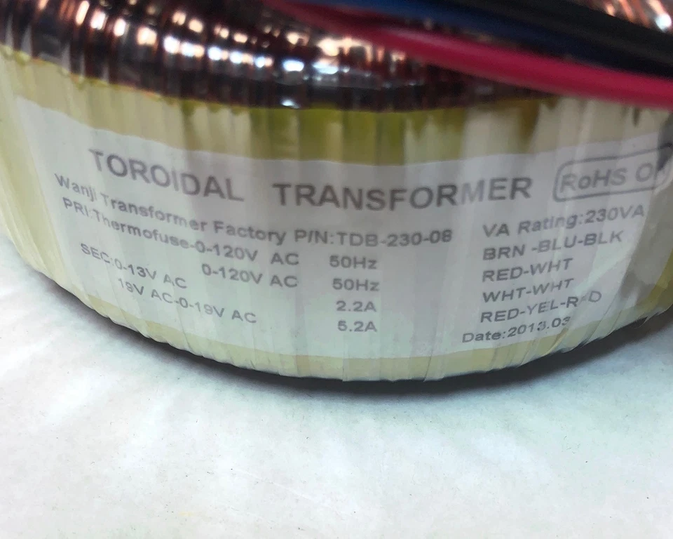 TDB-230-08 WANJI HÁGALO USTED MISMO TOROIDAL Audio Power TRANSFORMADOR CLASIFICACIÓN VA 230VA ¡NUEVO! Foto 4 de 4