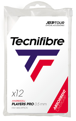 Tecnifibre PLAYERS PRO Tennis Squash Racket Overgrips ATP - 12 Pack - White