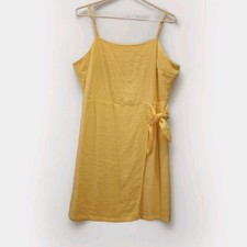 Nine West Spaghetti Strap Dress Side Tie Yellow Size Large