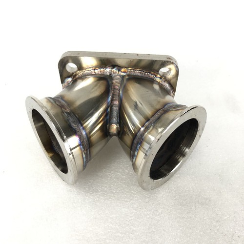 EMUSA SS Turbo Charger Flange Conversion Adapter T4 4-Bolt to Twin 2.5" V-Band - Picture 11 of 12