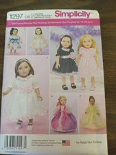 Simplicity pattern 1297 for 18 inch doll clothes uncut