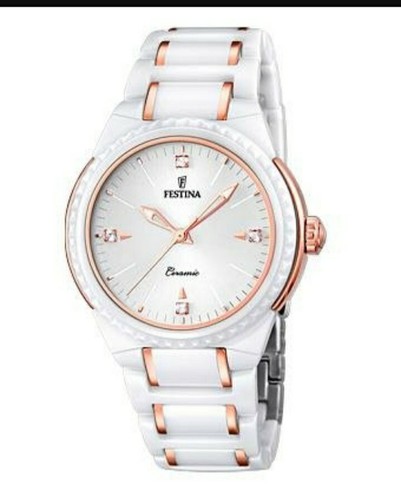 Orologio Donna Festina Acciaio Rosé Ceramica Bianca Solo Tempo Movimento  Quartz | eBay