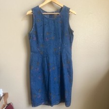 Vintage 90s Women’s 8 blue Jean floral print cottgae core tank dress