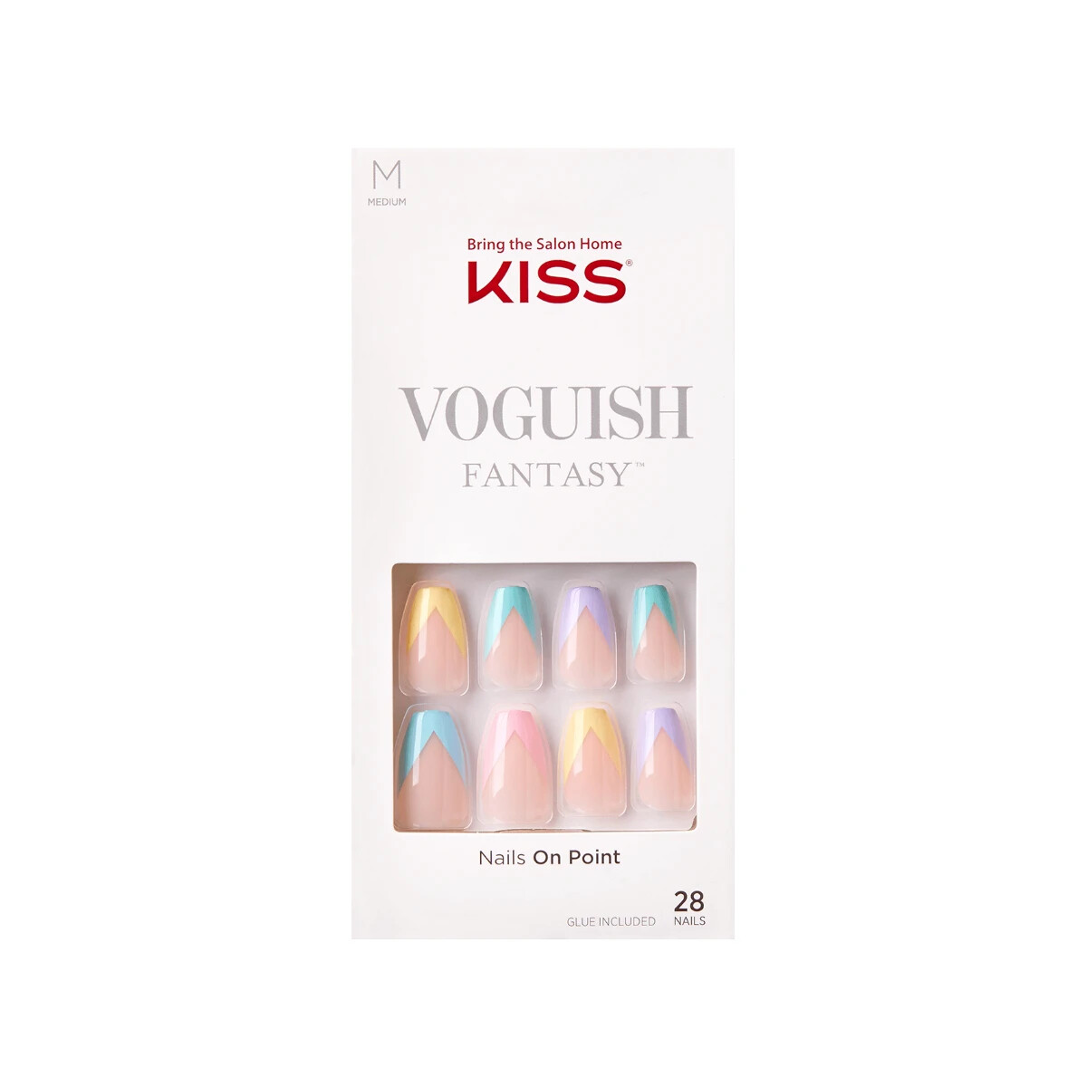 KISS VOGUISH FANTASY 28pc Set MEDIUM Glue-On Nails DISCO BALL MULTI COLORED