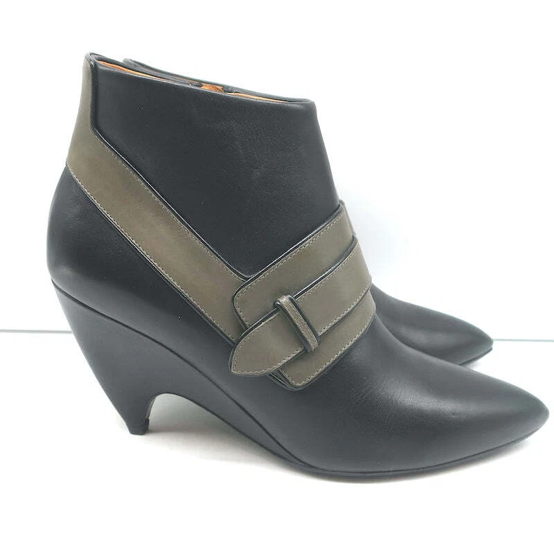 Botines de cuña Balenciaga de cuero negro y gris talla 39,5 punta puntiaguda Foto 2 de 4