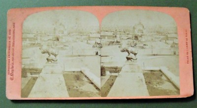 Antike Stereo Ansicht Stereoview Karte Paris 1878 Weltausstellung Ausstellung Champ Mars