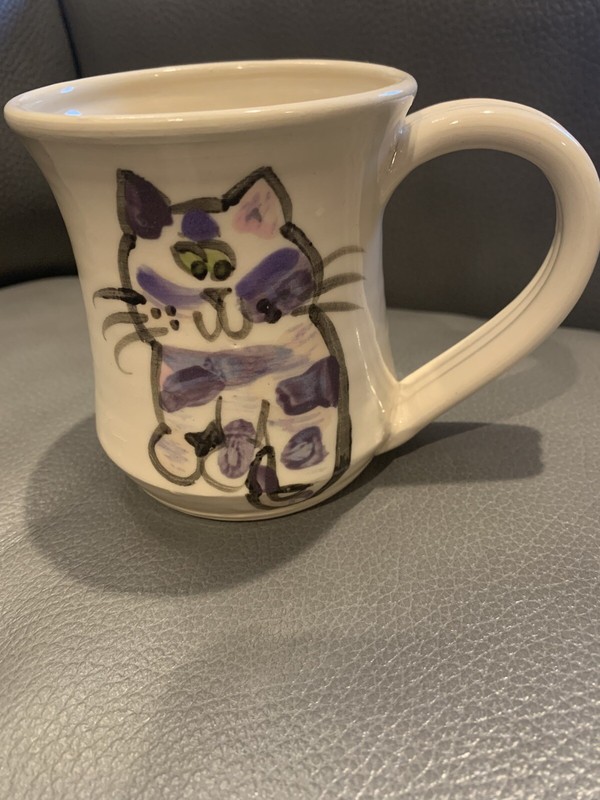 Cat Art Pottery Coffee Tea Mug  Signed
