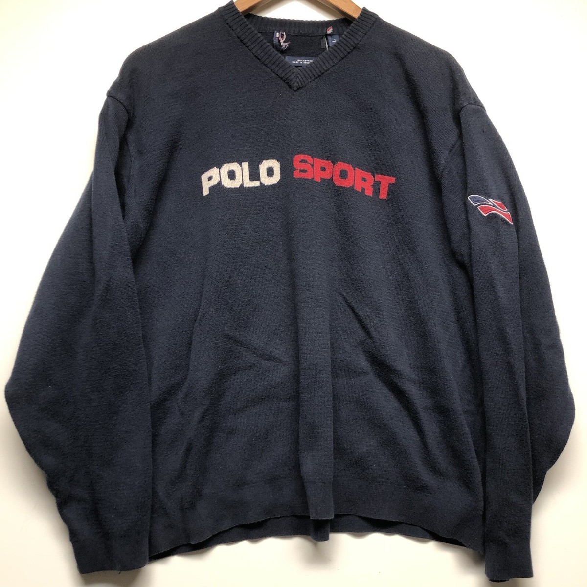 Vintage Ralph Lauren Polo Sport American Preppy Knit Sweater Blue
