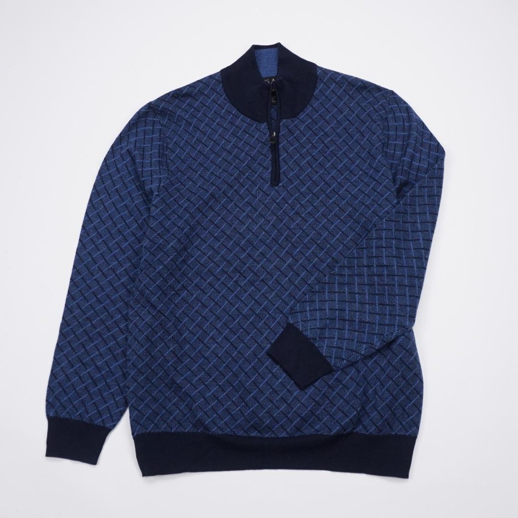 JOS.A.BANK Signature Merino Wool Half Zip Pullover Sweater Blau Argyle Herren XL JOS.A.BANK Signature Merino Wool Half Zip Pullover Sweater Blau Argyle Herren XL
