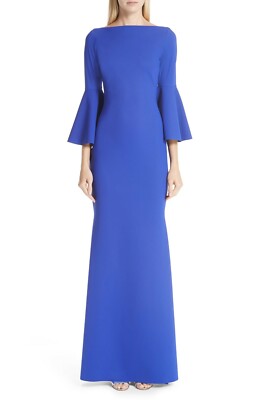 CHIARA BONI La Petite Rose Purple Blue Bell Sleeve Mermaid Gown Dress 52 = 16 XL