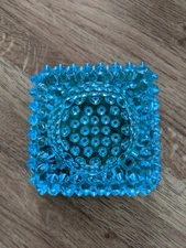 Vintage Fenton Hobnail Aqua Blue Glass Open Salt Cellar Tea Light Candle Holder