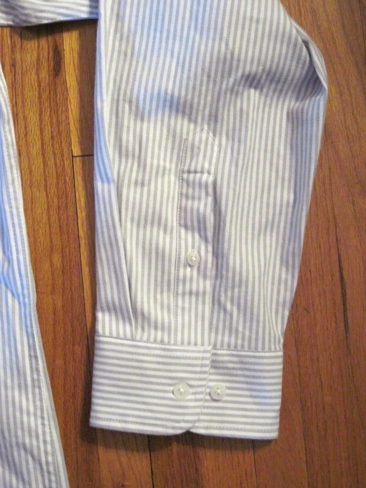 Camisa de vestir Oxford Sonoma blanca/bronceada a rayas longitud perfecta calce clásico 3XLT NUEVA CON ETIQUETAS Foto 4 de 4