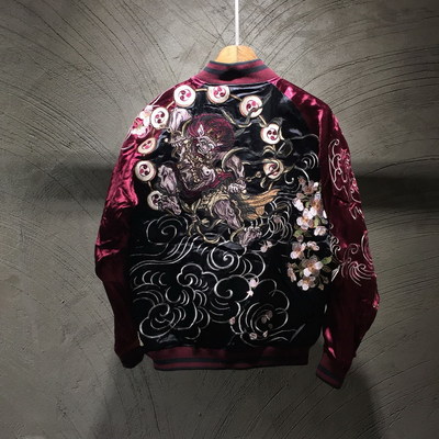 Mens Sukajan Souvenir Jacket Japanese Pattern Embroidery