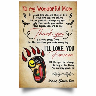 To My Wonderful Mom Poster I Ll Love You Forever Motivation Quotes Art Print Ebay
