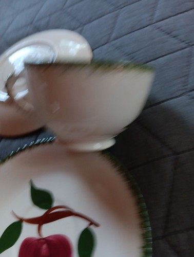 Blue Ridge Quaker Apple 2 Cups & 6 Saucers Footed Southern Pottery Candlewick - Picture 14 of 20