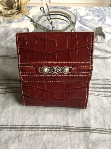 BRIGHTON BROWN LEATHER WALLET WITH SILVER ADORNMENTS LOTS OF CC/ID/BILL/COIN - Picture 1 of 12