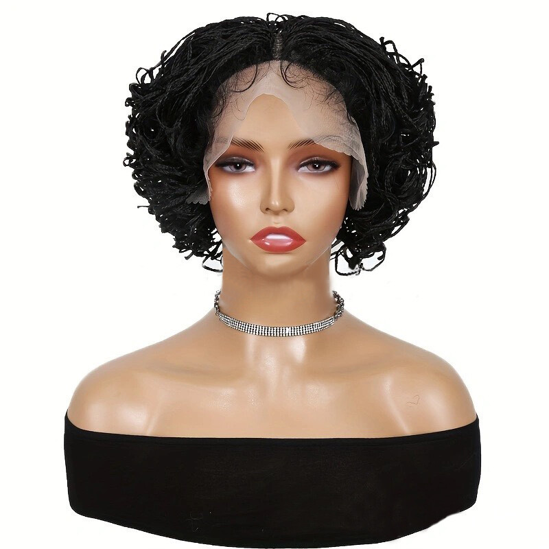 Pelucas trenzadas cortas con pelo de bebé pelucas trenzadas de encaje completo para mujeres negras