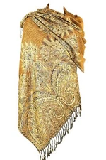Luxurious Big Paisley Jacquard Layered Woven Pashmina Shawl Wrap Scarf Stole ...