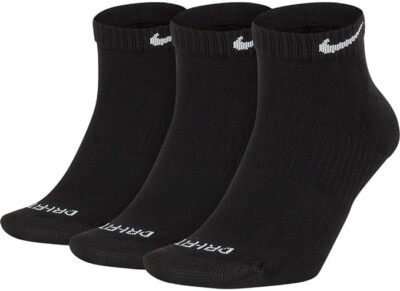 Nike Everyday Plus Cotton Cushioned Low Black Socks Size Small Yth 3Y-5Y  WMN 4-6