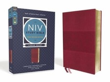 NIV Study Bible, Fully Revised Edition, Large Print, Leathersoft, Burgundy, Red