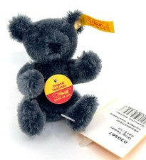 Steiff Orig Anthracite Teddy Bear 1990s Mohair 10cm ID Button Tags Historic Mini