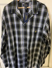 New Polo Ralph Lauren Plaid Mens Sz L SLEEPWEAR PAJAMA TOP NIGHT SHIRT NWT Blue