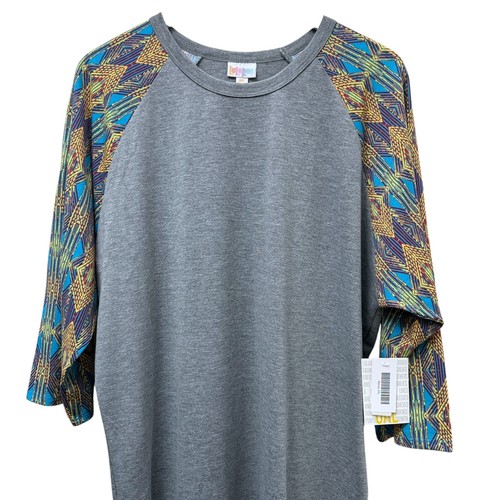LULAROE Randy Tunic Tee Size 3XL Gray Boho Print 3/4 Sleeves Casual Top NWT - 第 4/9 張圖片