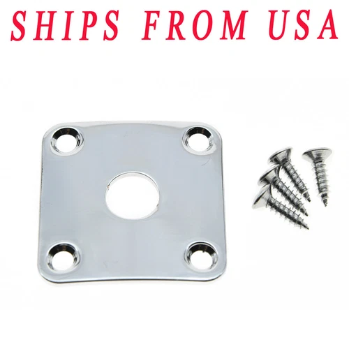 KAISH Curved Metal Jack Plate Square Jackplate w/Screws Fits Gibson LP Chrome