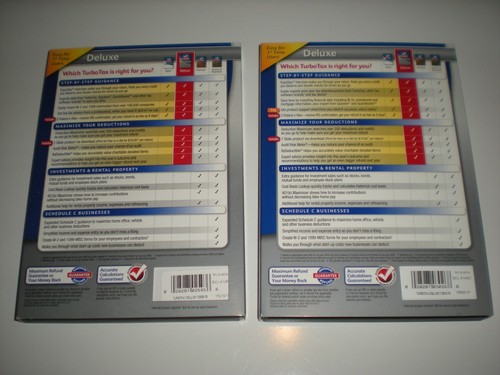 Turbotax 2009 and 2010 Deluxe. Both include state. Sealed new boxes. Genuine. - Picture 2 of 2