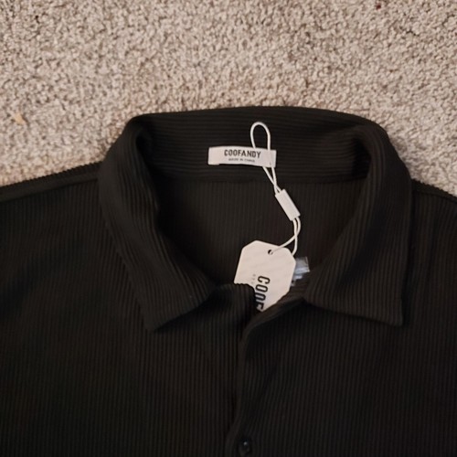 NWT Coofandy Black Ribbed Short Sleeve Shirt Large - Picture 4 of 10