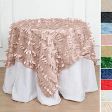 54x54 in Taffeta 3D Leaves Design Square TABLECLOTH Party Events Decorations