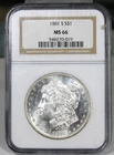 1881 S Morgan Silver Dollar - NGC Certified MS66 White !!