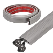 4ft D Cord Cover Floor W0.6" x  H0.33" Hide Cable Wire Covers Wood Grey