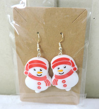 Christmas Snowman Colorful Dangle Earrings Handcrafted