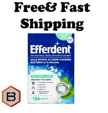 NEW Efferdent Retainer & Denture Cleaner Tablets Minty and Fresh Clean 126 Count