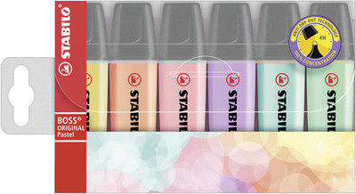 Highlighter - stabilo boss original pastel - box of 6 - assorted colors