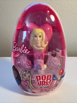 Barbie Pop Ups Lollipop Egg .70 oz Heart Collector Lollipops Candy Holder New