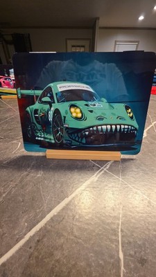 Rexy Porshe GTR Green Aluminum Sublimated Glossy Wall/Desk Art With Stand