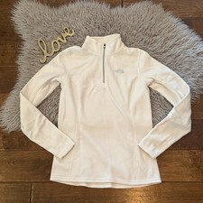 The North Face Womens Fleece Pullover Size Small Cream Ivory TKA Glacier 1/4 Zip