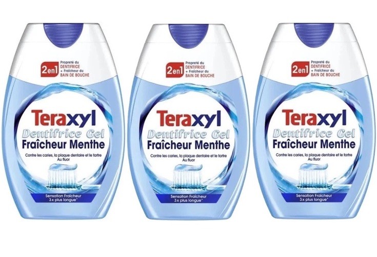 Dentifrice gel Teraxyl fraîcheur menthe 75ml : lot de 3 pour en finir durablement avec la mauvaise haleine
