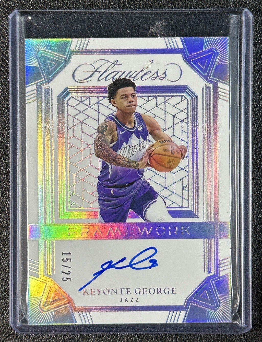KEYONTE GEORGE 2024-25 PANINI FLAWLESS #34 FRAMEWORK AUTO 15/25 JAZZ