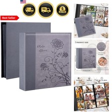 Photo Album 600 4x6 Large Capacity Leather Cover Holds 600 Photos Gray