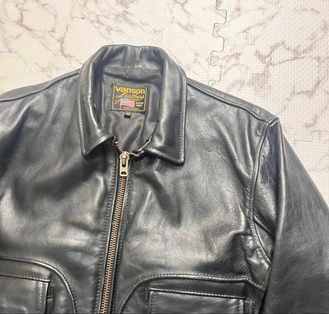 VANSON Leather Trucker Jacket Collared Short L - image 7